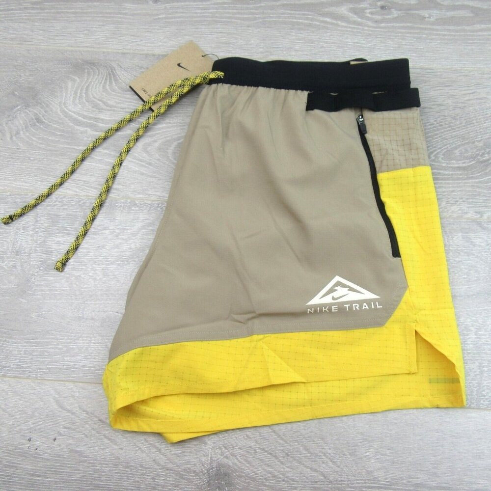 Nike Flex Stride Trail Running Shorts Mens Sz Medium Yellow Khaki NEW - Picture 5 of 15